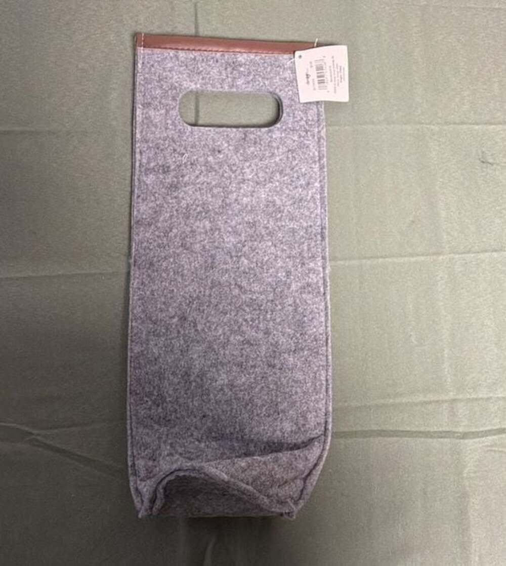 Gray Felt Wine Bottle Gift Bag 6 in x 15 in